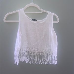 White boho crop top